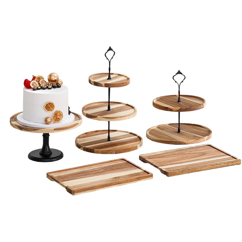 Entrega transfronteriza simple Placa de fruta seca de doble capa sala de estar Placa de almacenamiento de fruta bandeja de aperitivos de caramelo de tres capas placa de madera de múltiples capas