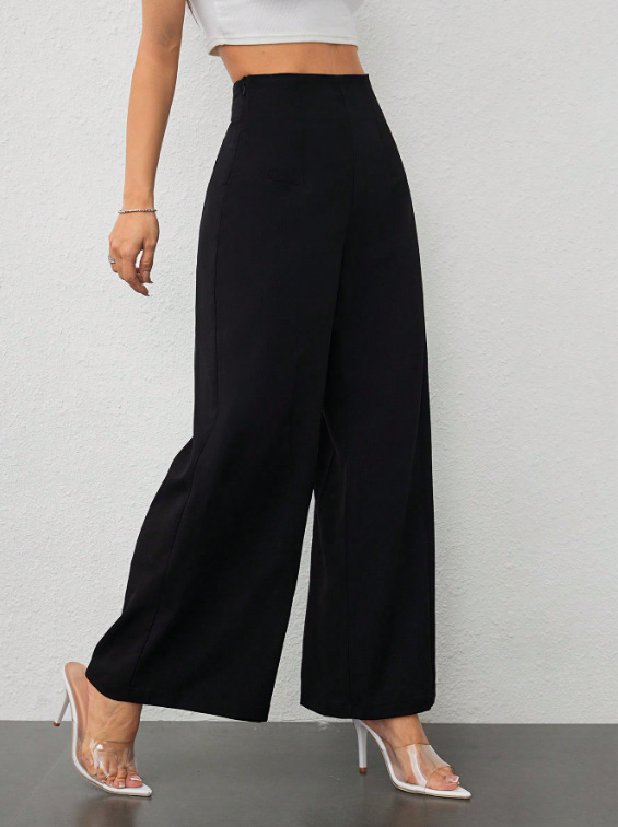 Pantaloni a gamba larga donna autunnali casual fluidi sfiancati_voghion.com
