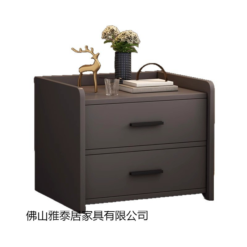 床头柜轻奢高级感黑色侘寂风床边柜简约现代卧室简易小型收纳柜子|undefined