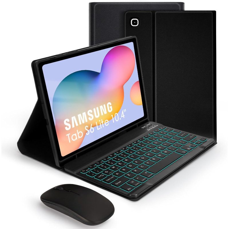 For Samsung Tablet S6lite10.4 Colorful Backlit Bluetooth Keyboard Protective Case P620 Pen Slot Leather Case Cross-border