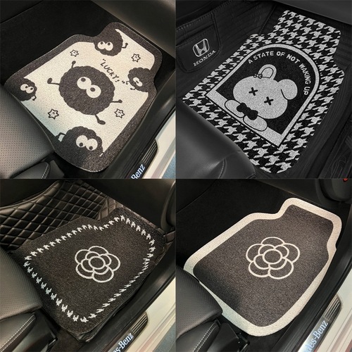 Car floor mat wire ring main driver cartoon anti-dirty anti-slip complete set of car floor mats for all seasons wholesale