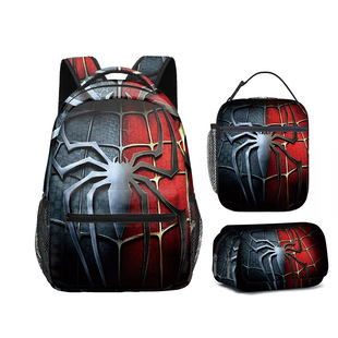2025 New Cross-Border Student Spider-Man School Bag Printed Large Capacity Cartoon Animation Backpack Three-Piece Set
