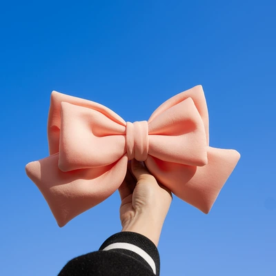 Motosiklet dəbilqələri – Skiing Decoration - peach-pink-bow