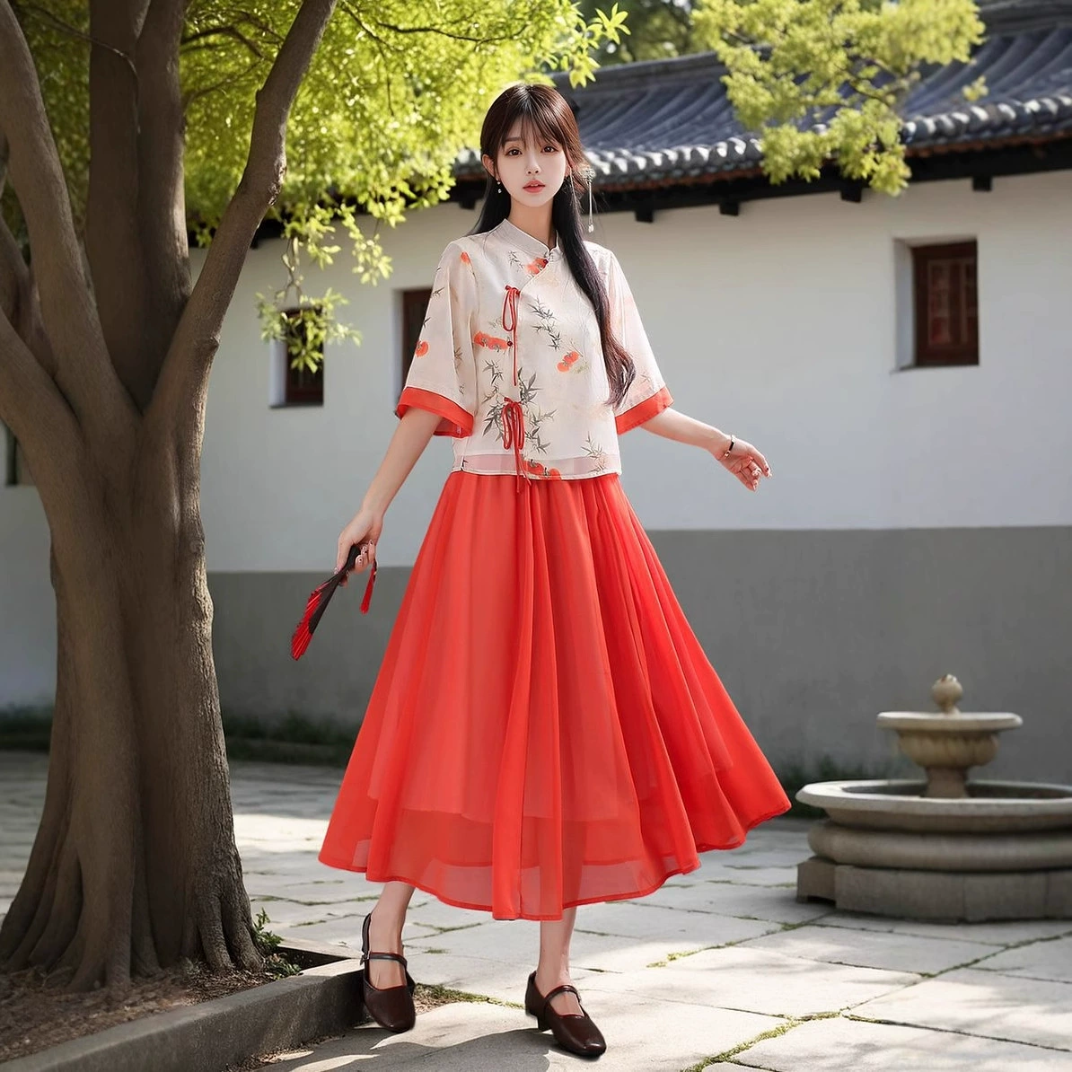 Весенне-летний новый стиль женской одежды в стиле Республики Китай, китайский стиль, все хорошо, костюм Тан с принтом, улучшенный чайный костюм династии Хань, костюм