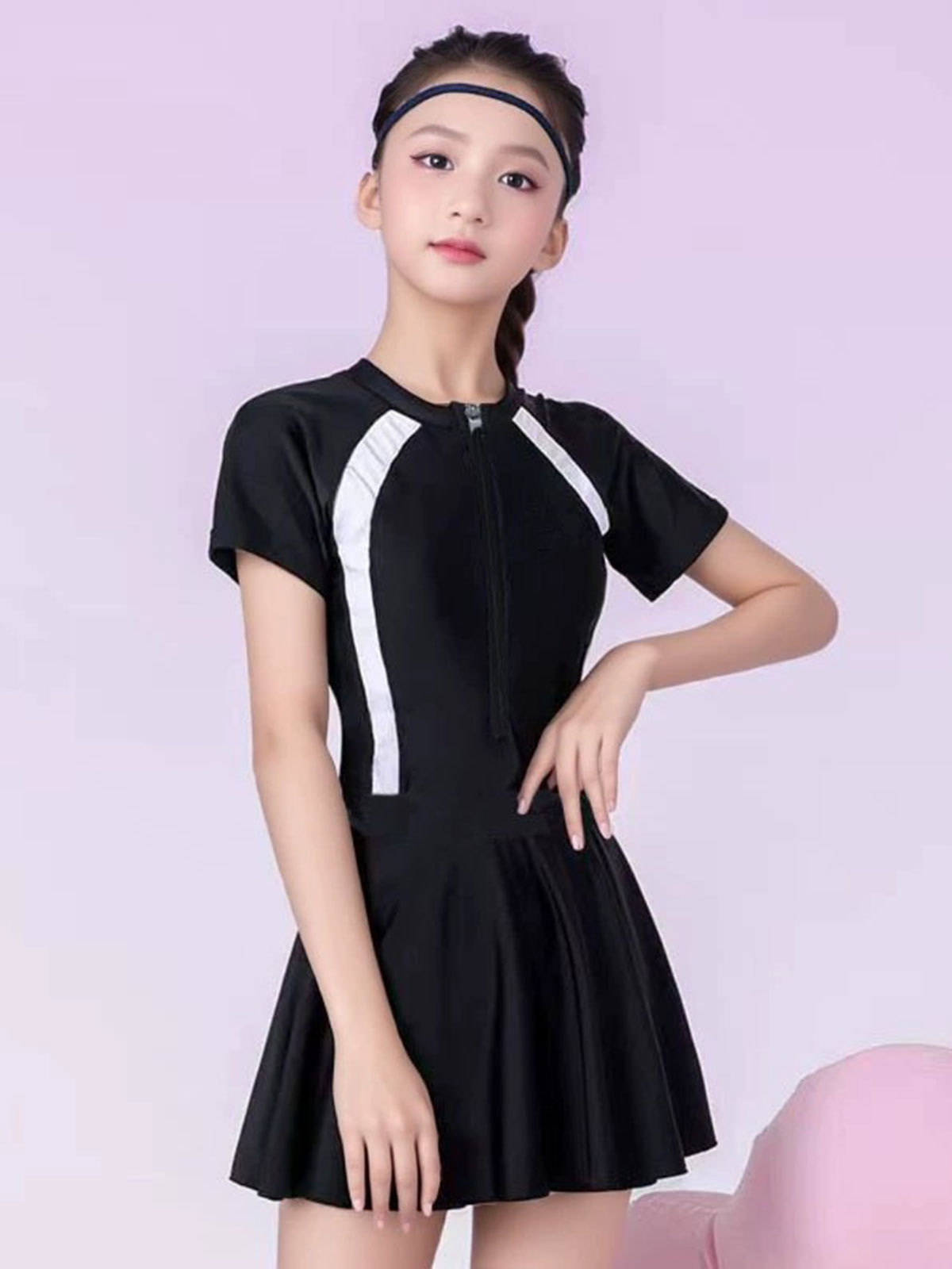 Traje de baño para niños, niña grande, protector solar de media manga, niña de una pieza, niño de 6 a 16 años, princesa, traje de baño lindo de una pieza