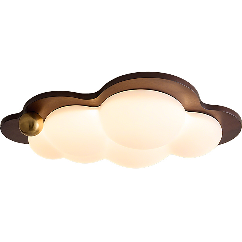 lámpara de dormitorio de estilo antiguo color nuez creativo dormitorio principal lámpara retrógrada simple protección de los ojos nubes lámpara de techo L335