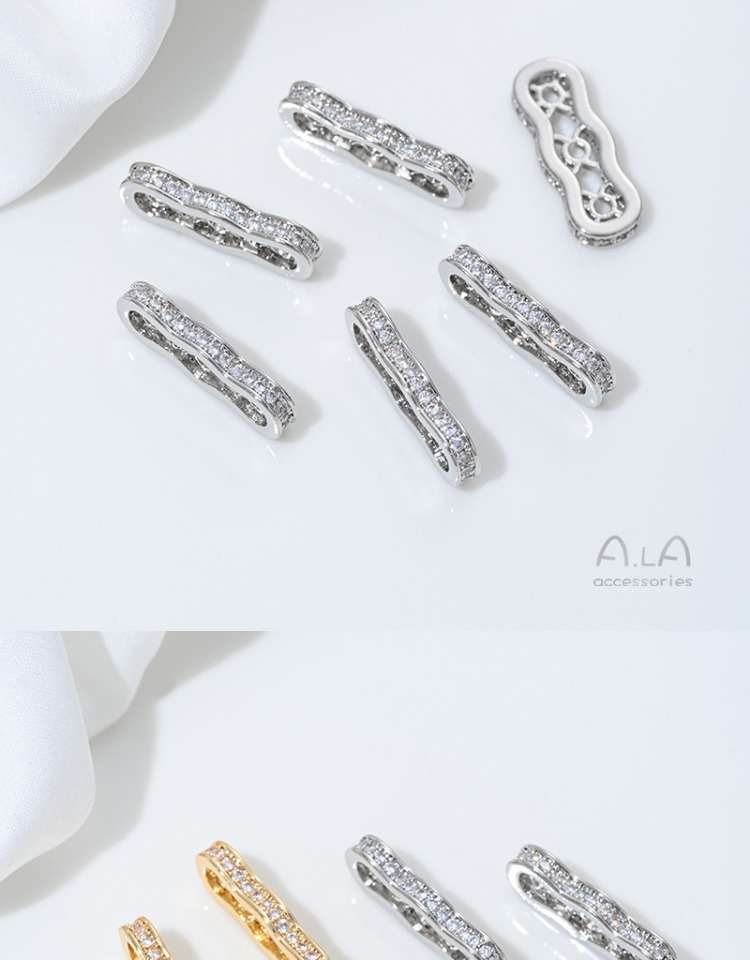 14K Gold-Filled Double-Row and Triple-Row Spacer Beads Peanut Diamond Ring Spacer DIY Pearl Bracelet Necklace Jewelry Accessory Materials