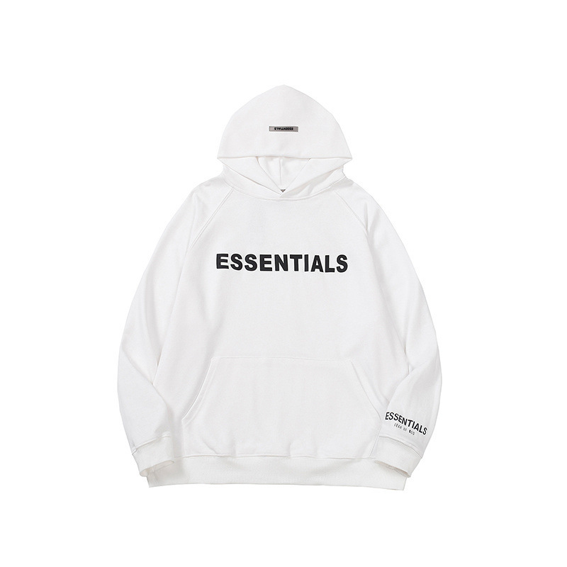 复线FOG ESSENTIALS字母压胶毛圈连帽卫衣男女情侣宽松外套 跨境|undefined
