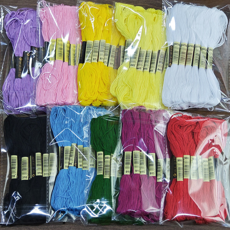 メーカー卸売り十字刺繍糸8メートル6株10/12/24/50/100/447色ポリエステル刺繍糸刺繍糸|undefined