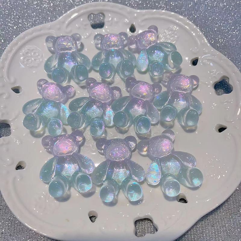 【双色冰透坐坐大熊】卡37×30mm萤火虫夜光 手工DIY饰品-树脂|undefined