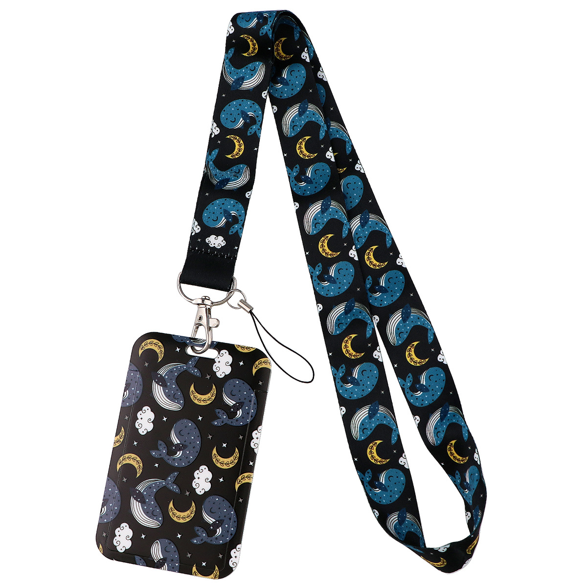 Tiburón ballena delfín teléfono móvil cordón titular de la tarjeta de doble cara tarjeta de autobús tarjeta de estudiante Certificado de exposición anti-perdido titular de la tarjeta de estuche rígido