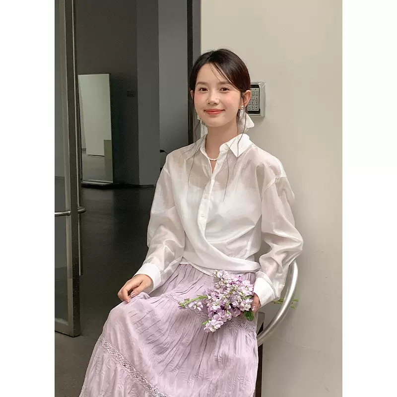 【不退不换】拿捏松弛！慵懒风纯色冰丝薄款开衫女外搭夏罩衫0456