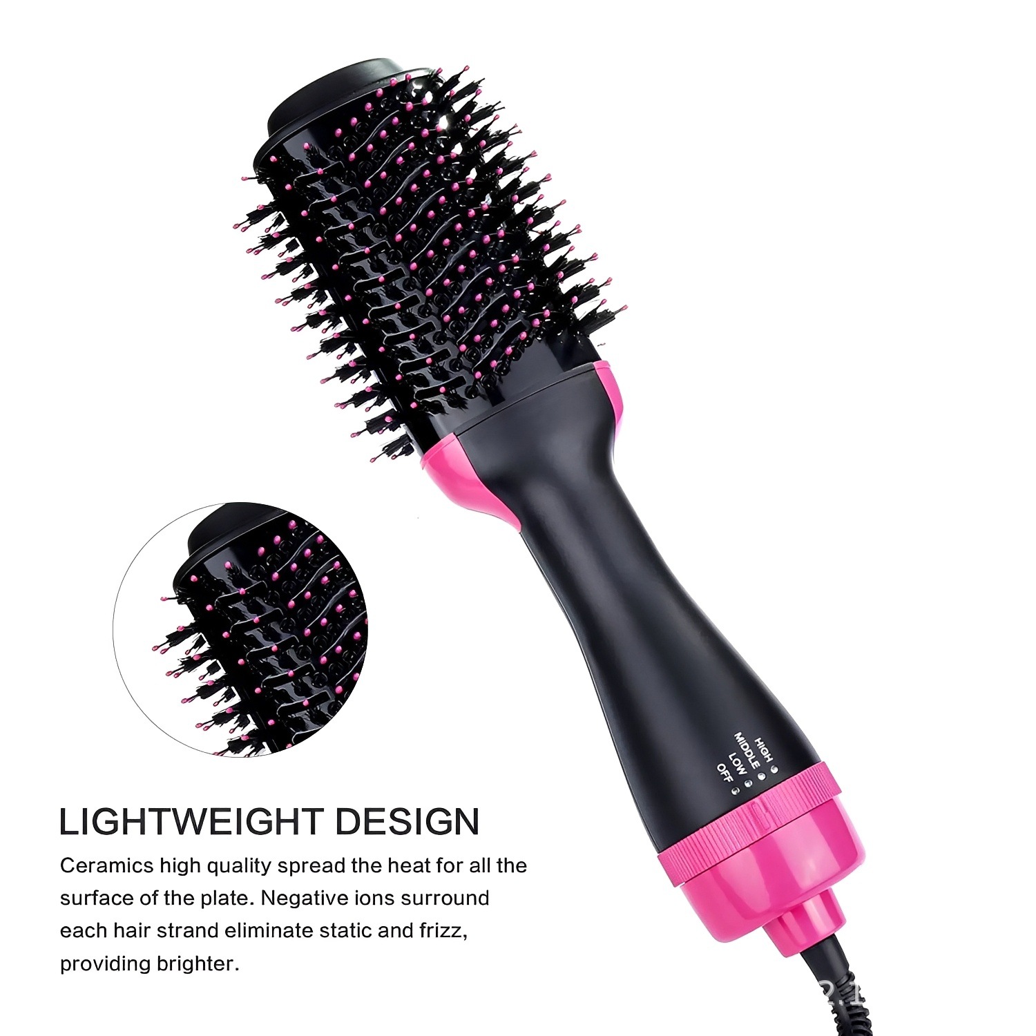 Cross-border Multifunctional Hot Air Brush Hair Dryer Brush Curling Iron Straightening Brush Blow Dryer Factory Wholesale Amazon