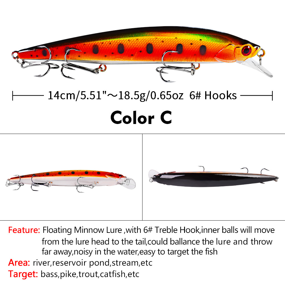 Sinking Minnow Fishing Lures  Shallow Diving Fresh Water Bass Swimbait Tackle Gear