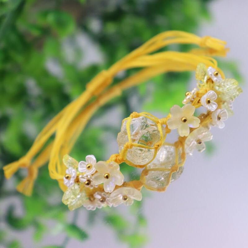 桂花原创小花环桂花印象水晶编绳黄水晶原石手森系ins风小众|undefined