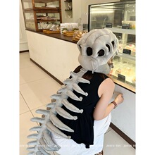 鹿晗同款中华恐龙骨架头套玩偶装扮帽子搞怪骨骼毛绒玩具礼物男女