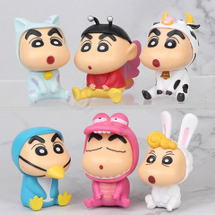 6 Crayon Shin-chan Animal Cosplay New Hikaru Gachapon Figure Toy Car Decal Ornament