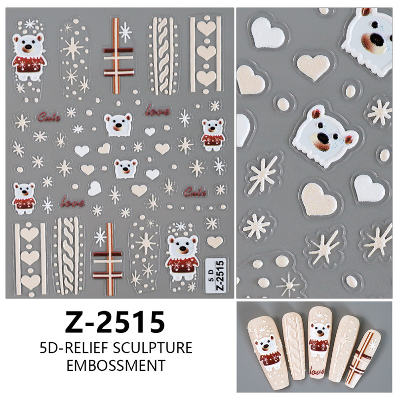 ヨーロッパとアメリカのクリスマスネイルアートステッカー漫画かわいい 5D 立体レリーフステッカー DIY ネイルアートアクセサリー子供のネイルステッカー|undefined