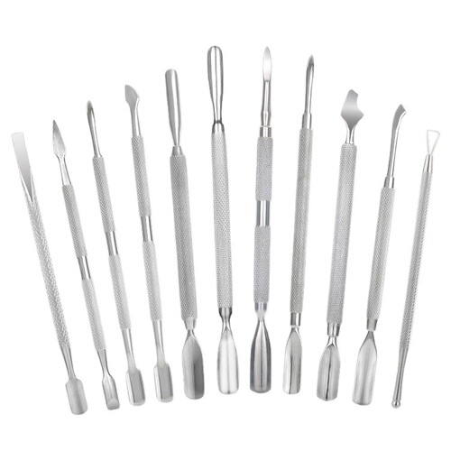 Cross-border best-selling nail polish remover steel pusher manicure tool set Russian style stainless steel double-headed nail polishing pusher to remove dead skin