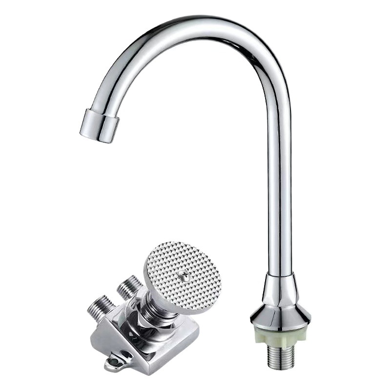 Hospital de laboratorio fábrica de alimentos de lavado de manos lavabo de latón grifo de pedal caliente y fría