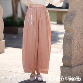 苎麻休闲裤 2025夏季新款 简约宽松双层哈伦裤女复古显瘦裤子