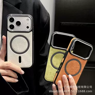 侧边贴皮iPhone18磁吸手机壳苹果17promax防摔保护套牛子纹16pro