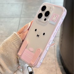ミッフィー兎リンゴ16promax携帯ケースiPhone15新13女子14ソフトカバーiphone12手ロープ