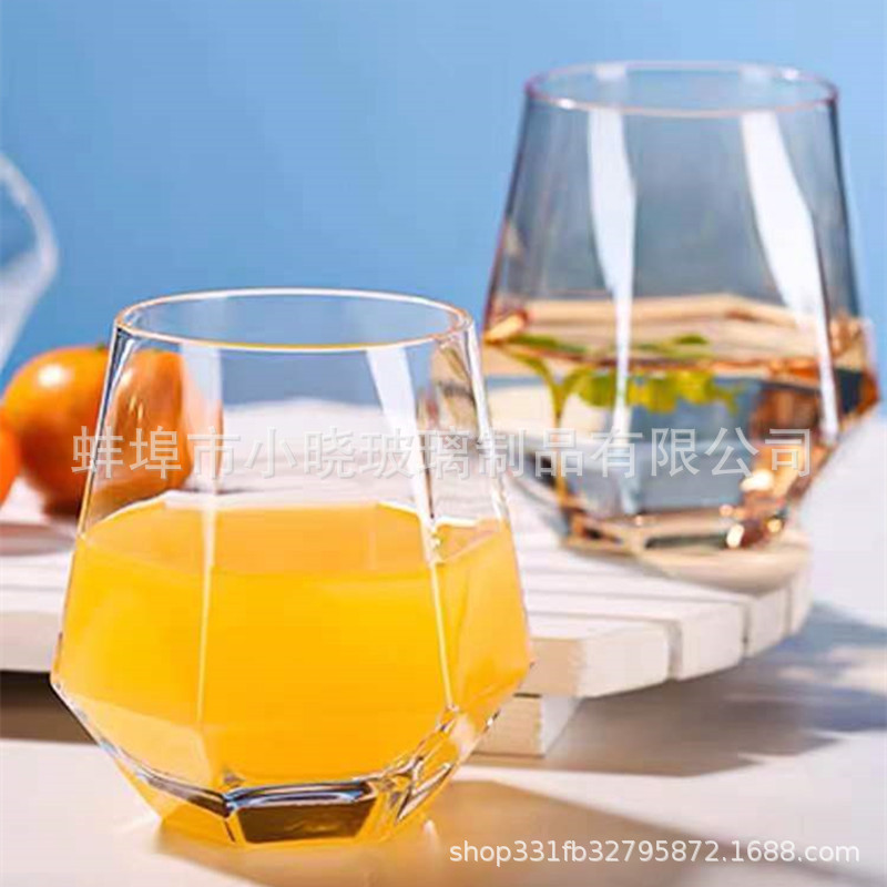 Hexagonal Red de vidrio creativo colorido borde dorado transparente Home bar KTV taza vino exterior promocional logo