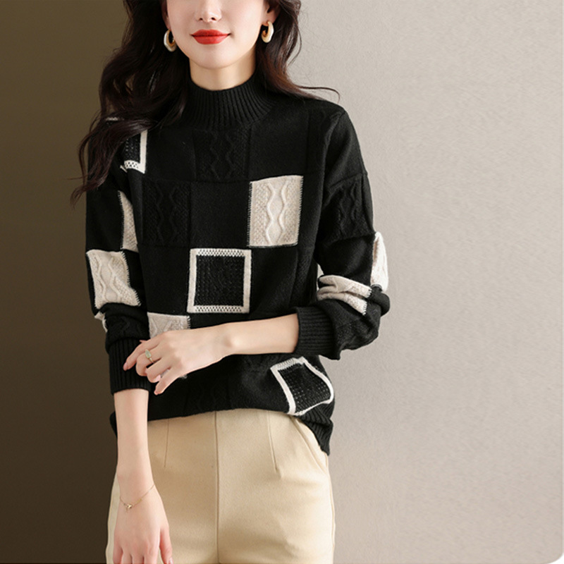 太ったmm秋冬の特大サイズの半高襟の本命年の赤いセーターの女性は200斤のカシミヤの底のシャツを緩めます。