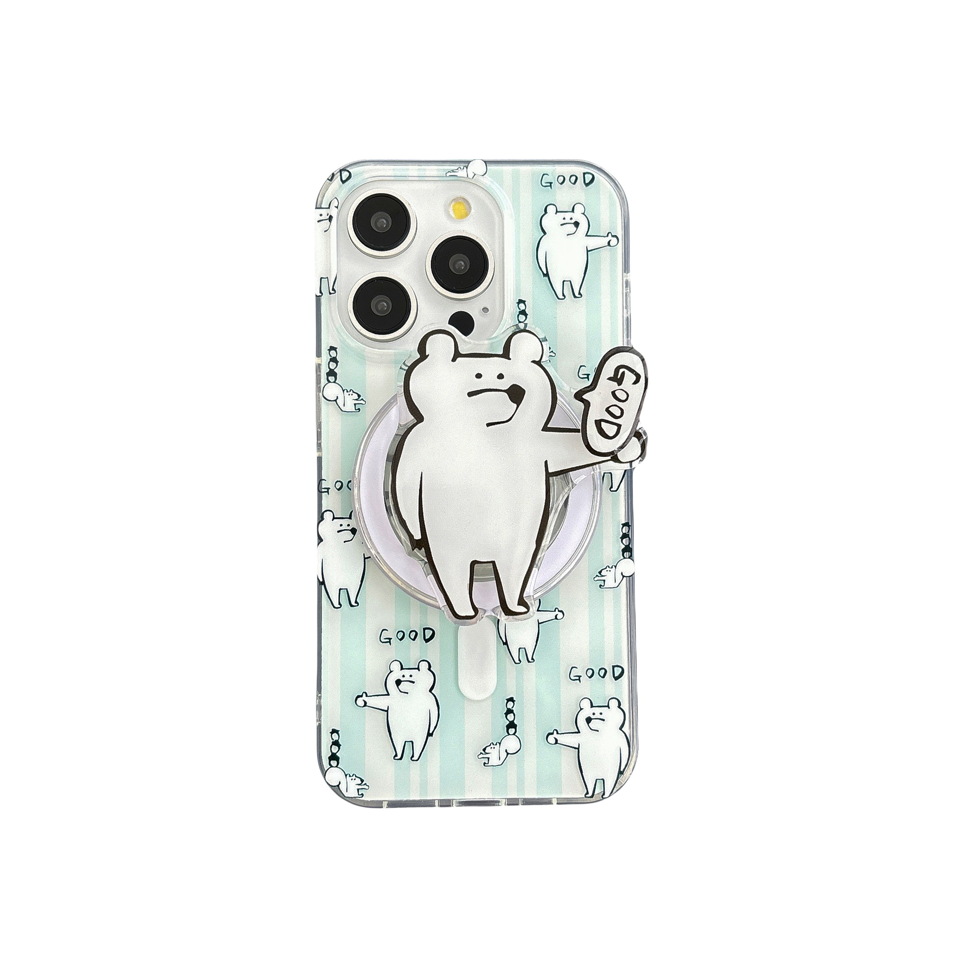 Marca de marea GOOD oso blanco para iphone15 manzana14Promax succión caso de teléfono móvil anti-caída13 transparente juego de marea