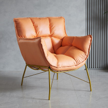 北欧休闲会客区办公沙发网红客厅阳台单人铁艺布艺懒人面包化妆T&