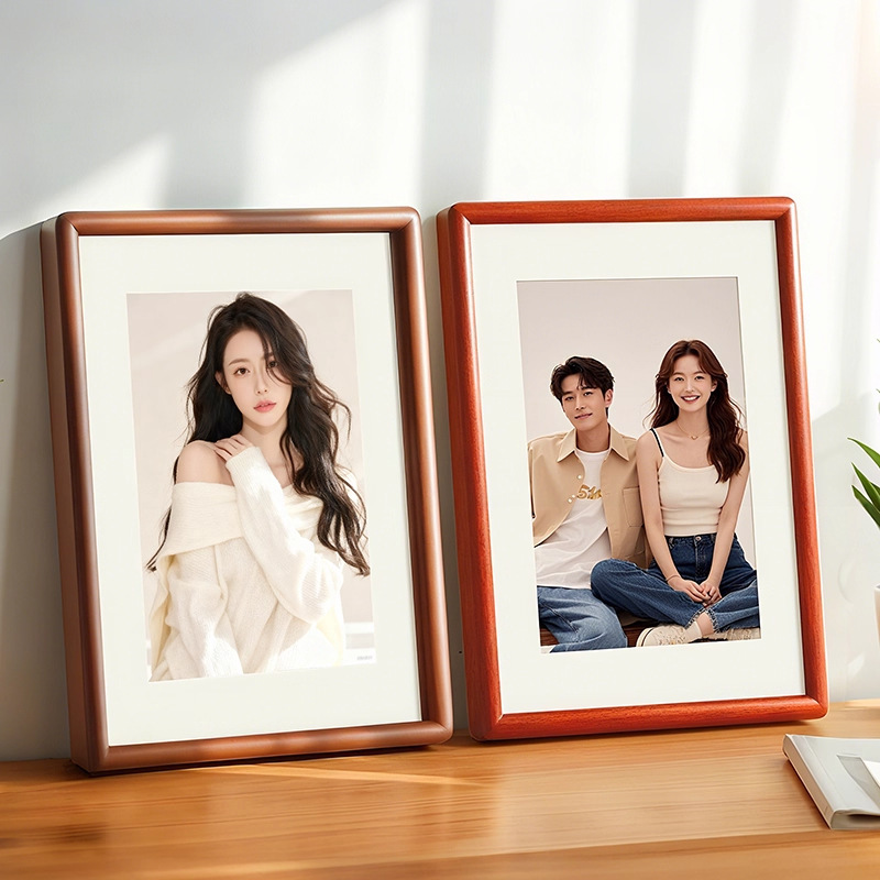 Solid Wood Rounded Corner Photo Frame Empty Frame Wall Hanging Black Walnut Color Picture Frame Mounting Washed Photo Printing Made into High-End Table
