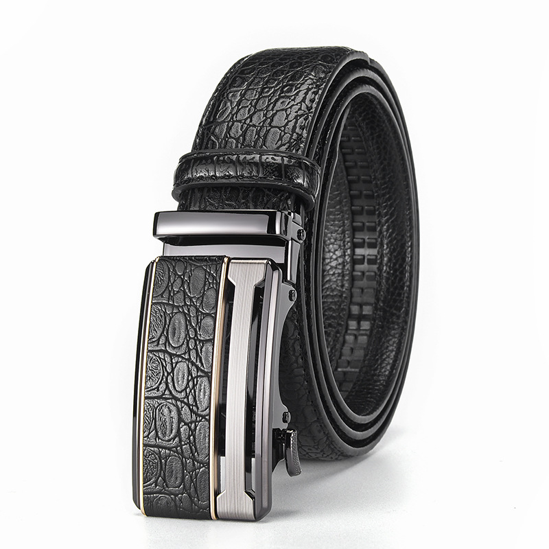 Crocodile Pattern Automatic Buckle Belt For Men Trendy Waistband_voghion.com