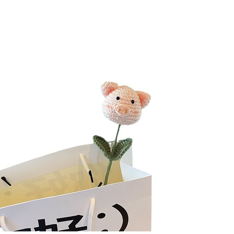 Globo cerdo bricolaje tejido acabado hecho a mano de lana ganchillo lindo cerdo ramo creativo regalo para novia novias