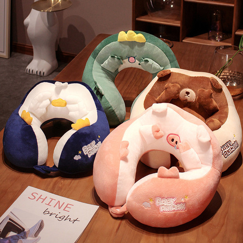 U-shaped pillow neck pillow cartoon airplane travel headrest neck pillow portable car cervical pillow for students