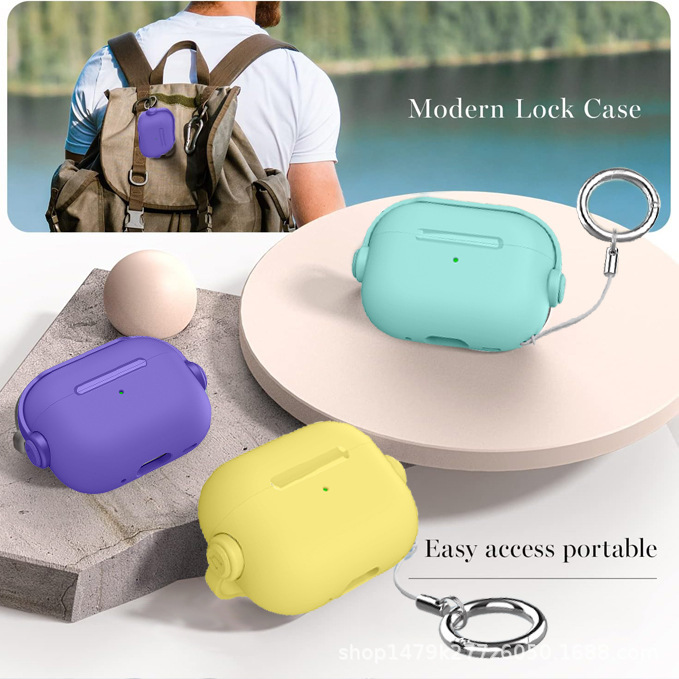 Suitable for Airpodspro3 Protective Cover Apple Pro Headphone Shell Creative Lock Airpods4 Headphone Cover Cross-Border