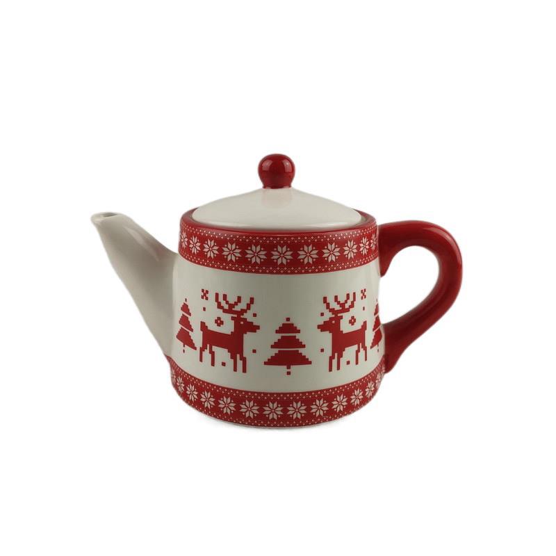 Tetera navideña de cerámica con diseño festivo de muñeco de nieve, juego de teteras de porcelana blanca, edición limitada de Navidad.