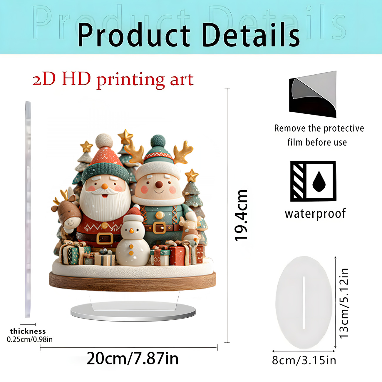 Nuevos productos transfronterizos Navidad Nochebuena Navidad Apple decoración decoración de escritorio decoración de Año Nuevo 2D acrílico