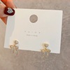 South Korean goods, silver needle, sophisticated cute small earrings with bow, silver 925 sample, diamond encrusted, simple and elegant design