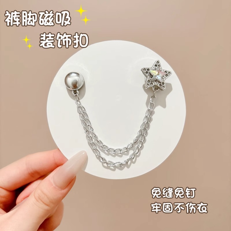 Los pantalones son a prueba de trapear largos y cortos, cadena de artefacto, hebilla de succión magnética, clip lateral de la pernera del pantalón, hebilla oculta fija sin perforaciones