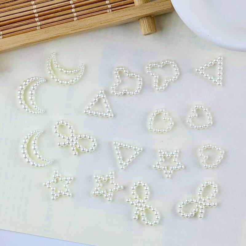 Nail art hollow love jewelry pearl shaped ABS five-pointed star moon wear nail resin diy accessories Yiwu