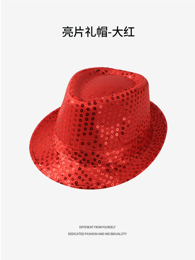 Adult Jazz Hat Hat Performance Performance Sequenant Stage Dance Children Hat Children's Day Hat