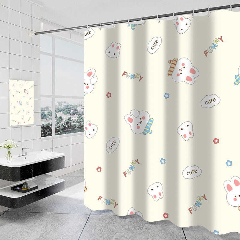 AliExpress digital printing shower curtain thickened waterproof bathroom curtain cartoon series bathroom shower curtain factory direct supply