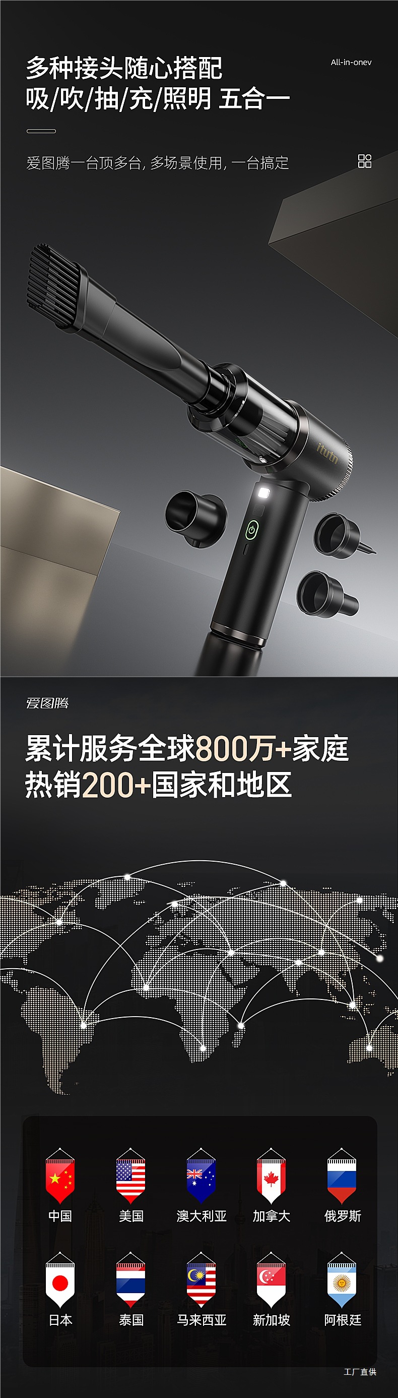 Ai Totem Car Vacuum Cleaner with High Suction Power, Super Powerful Wireless Small Handheld Blow and Suction Combo Machine by Peihui