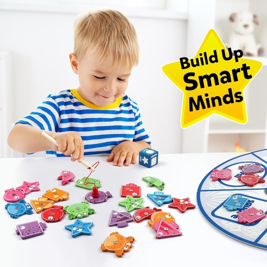 Juguetes Montessori para niños pequeños, habilidades motoras finas Juegos de pesca para niños, Clasificación de colores y formas