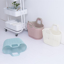 现货批发时尚防藤编手提篮PE软篮塑料手提篮置物篮收纳篮脏衣篮