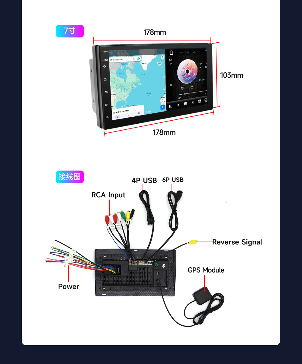 Cross-Border 7-Inch 9/ 10inch Linux Navigation Car Navigation All-In-One Central Control Device That Plays Carplay Car Navigation