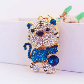 可爱水钻镶钻小灯笼老虎钥匙扣钥匙链生肖情侣动物送女友挂件058