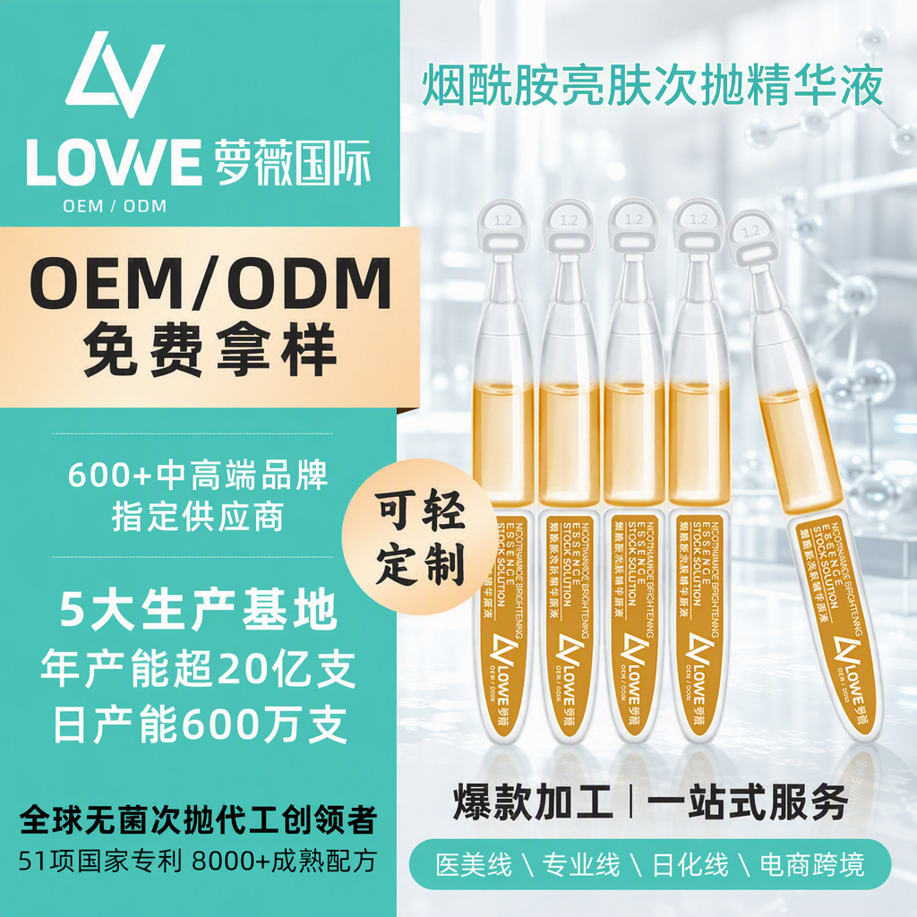 Niacinamide Brightening Ampoule Serum OEM/ODM Manufacturing, Skin Brightening Ampoule Serum, Custom Cosmetics