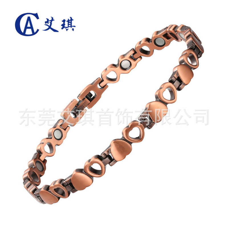 Manufacturer Wholesale Fashion Love Pure Red Copper Bracelet Women's Magnetic Red Copper Bracelet Heart-Shaped Magnetic Pure Red Copper Bracelet